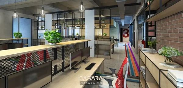 Không gian văn phòng hiện đại, thoáng đãng với thiết kế mở sáng tạo.