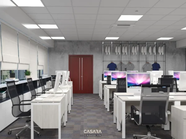 Văn phòng làm việc hiện đại, rộng rãi với thiết kế tối giản.