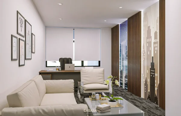 Phòng làm việc hiện đại, sang trọng với nội thất tinh tế.