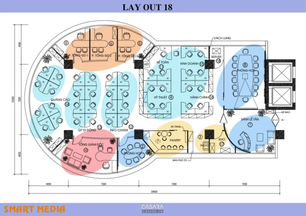 Sơ đồ mặt bằng chi tiết của một khu phức hợp thương mại, giải trí.