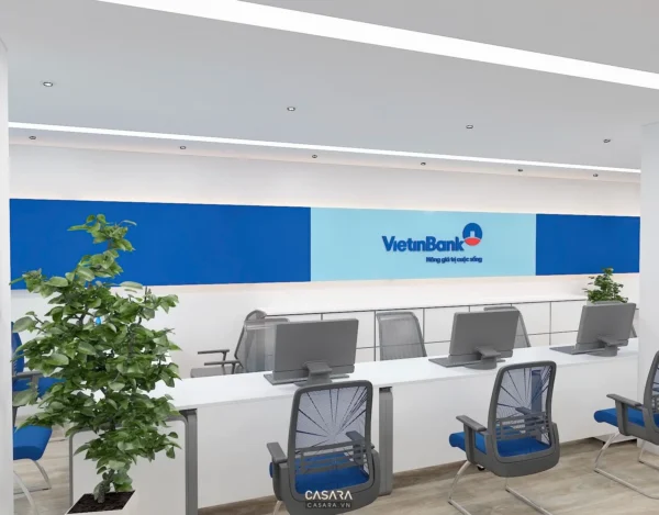 Nội thất phòng giao dịch Vietbank hiện đại, sáng sủa và chuyên nghiệp.
