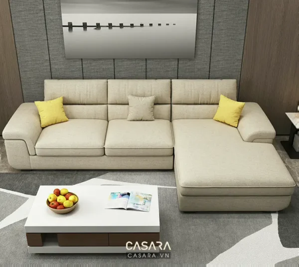 Bàn ghế sofa góc hiện đại trong phòng khách.