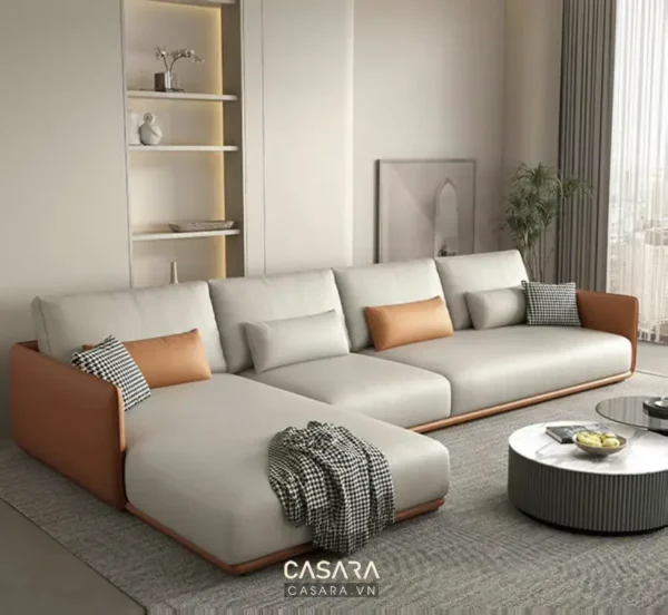 Bàn ghế sofa hiện đại trong phòng khách.