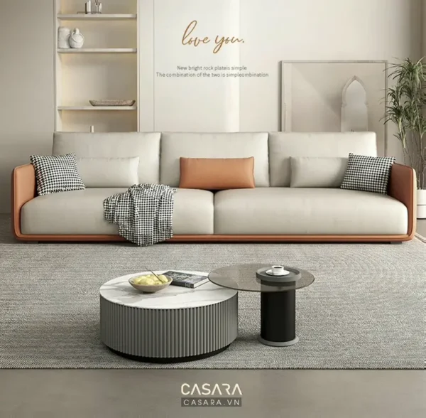 Bàn ghế sofa hiện đại trong phòng khách.