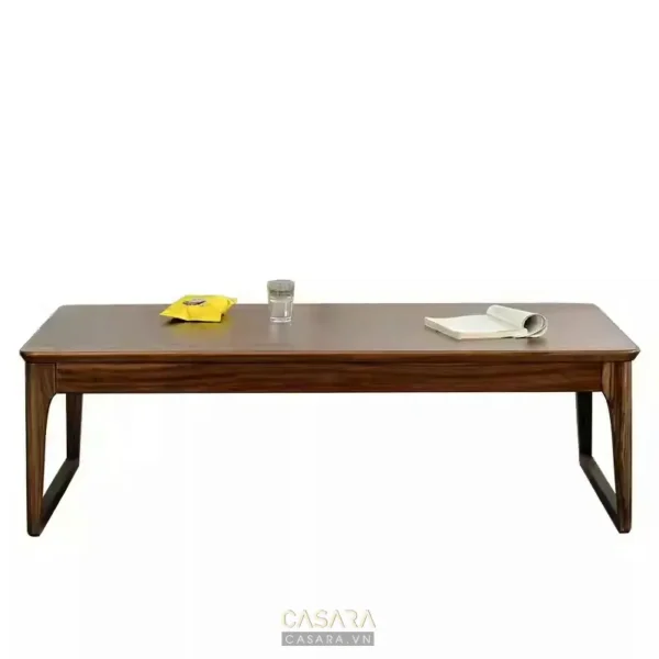 Bàn trà gỗ nâu đơn giản, hiện đại, phù hợp không gian sống.