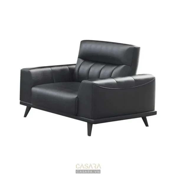 Ghế bành da đen hiện đại, kiểu dáng đơn giản, sang trọng.