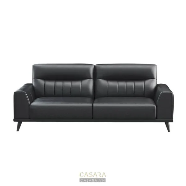 Ghế sofa da đen hiện đại, thiết kế tối giản, sang trọng.