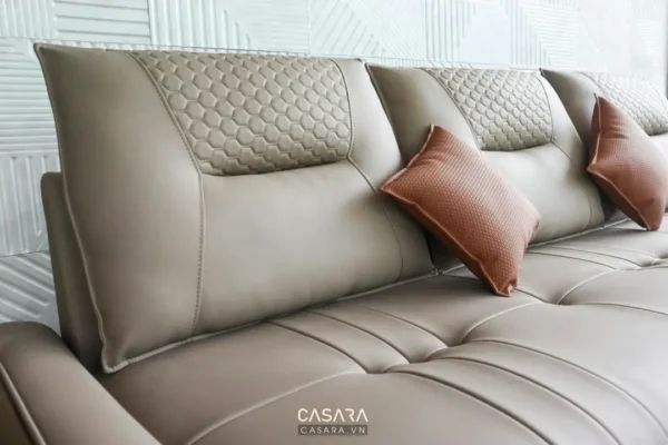 Ghế sofa da cao cấp màu be, thiết kế hiện đại, sang trọng.