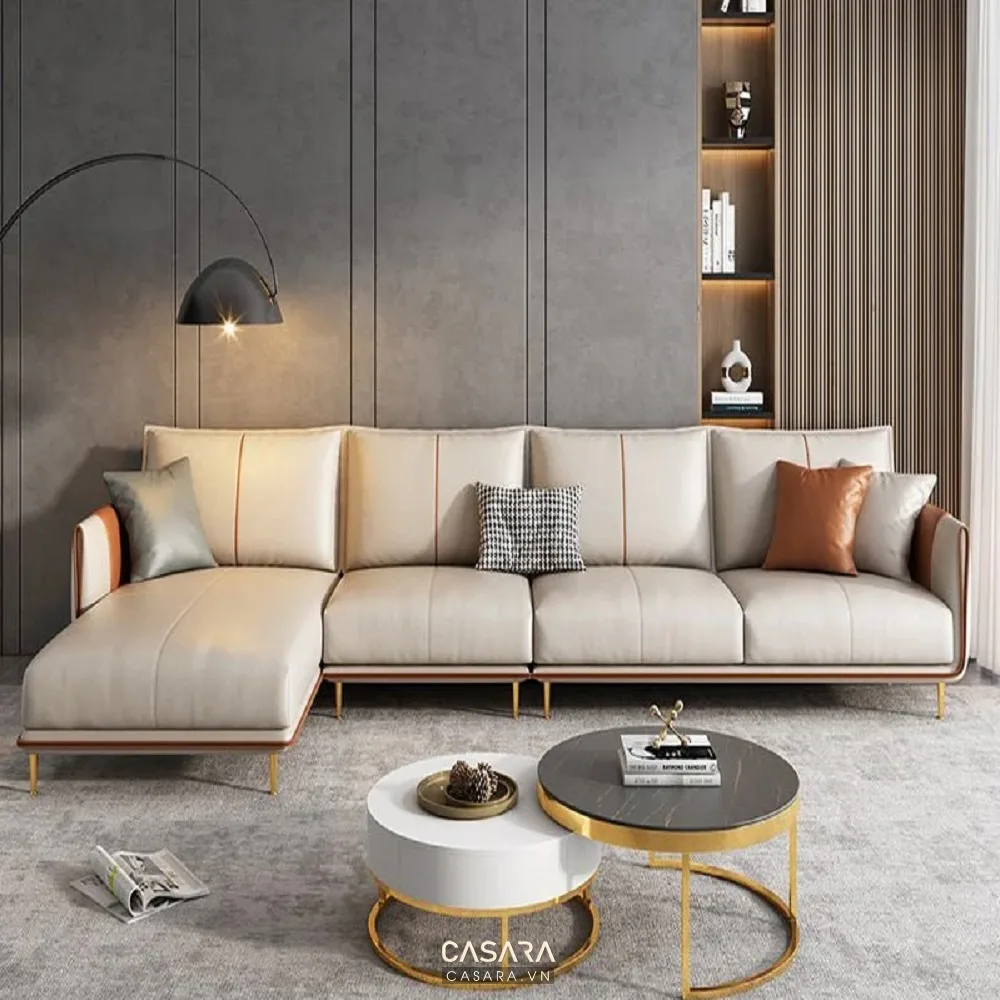 nội thất phong cách Hàn Quốc trong phòng khách căn hộ nhỏ với sofa sáng và bàn trà gỗ thấp