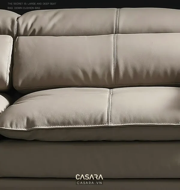 Ghế sofa da cao cấp màu be, thiết kế hiện đại, sang trọng.