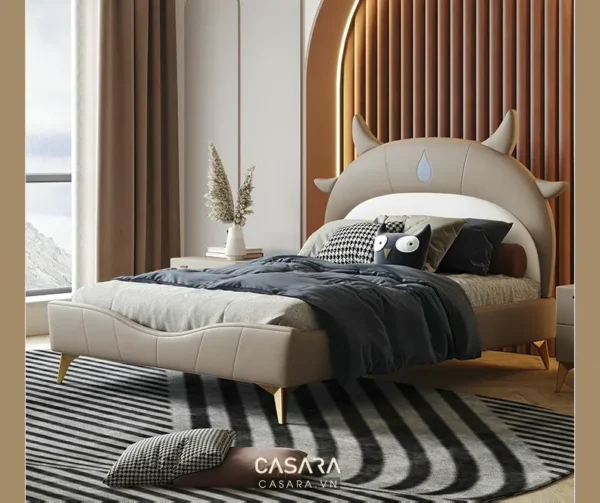 Phòng ngủ trẻ em thiết kế độc đáo với giường hình cá voi ngộ nghĩnh.