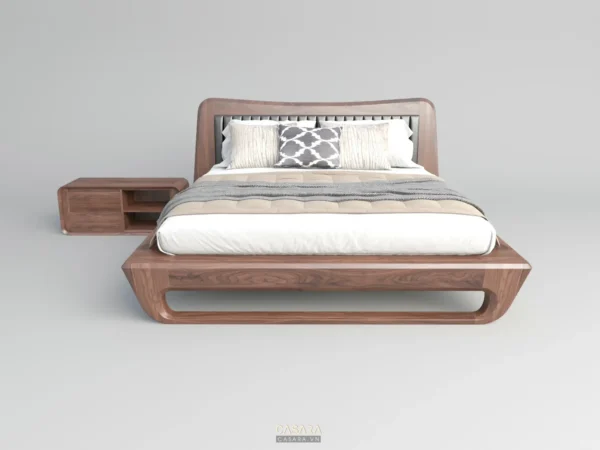 Giường ngủ gỗ hiện đại, thiết kế tối giản, sang trọng và tinh tế.