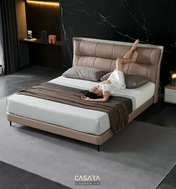 Phòng ngủ sang trọng với giường êm ái, tạo cảm giác thư giãn.