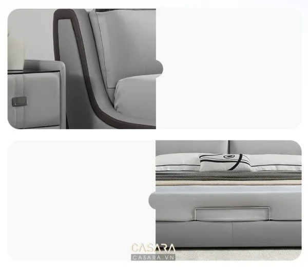 Bộ sofa hiện đại, màu xám nhạt, thiết kế tối giản sang trọng.
