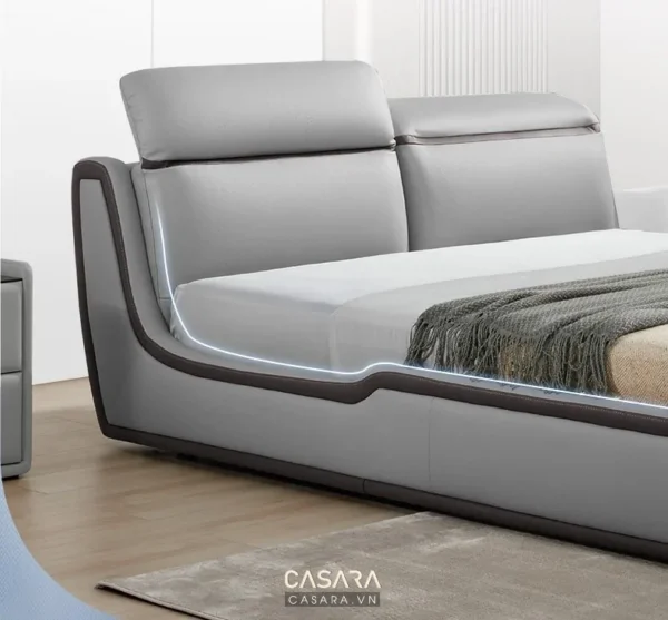 Giường ngủ hiện đại, thiết kế tinh tế với đèn LED độc đáo.