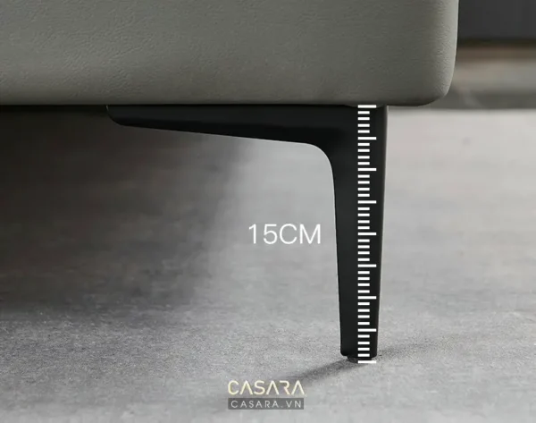Chân ghế sofa kim loại đen cao 15cm, thiết kế hiện đại tối giản.