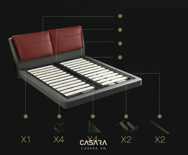 Giường ngủ hiện đại với thiết kế tối giản, sang trọng.