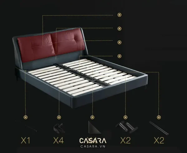 Giường ngủ hiện đại với thiết kế đầu giường da sang trọng.