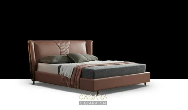 Giường ngủ bọc da cao cấp, thiết kế hiện đại, sang trọng.