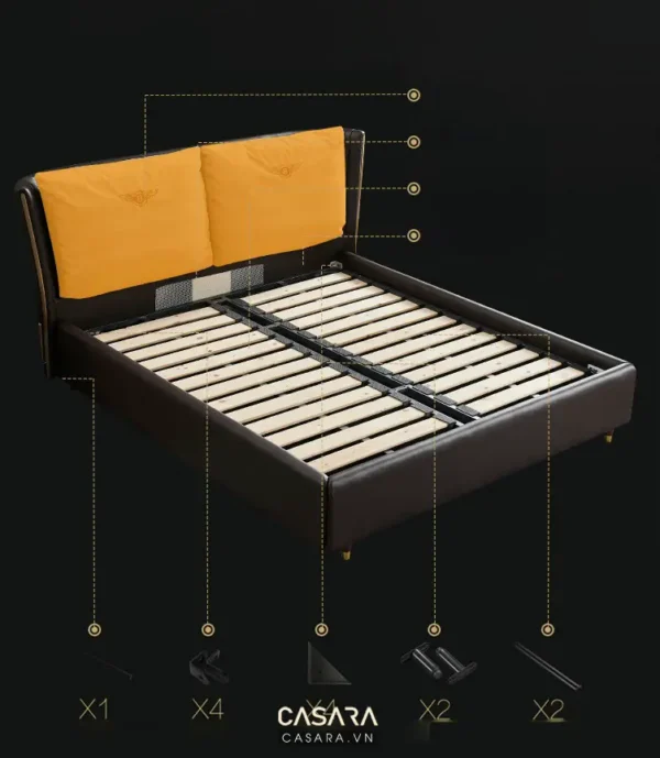 Giường gỗ hiện đại, thiết kế đơn giản, màu sắc trang nhã.