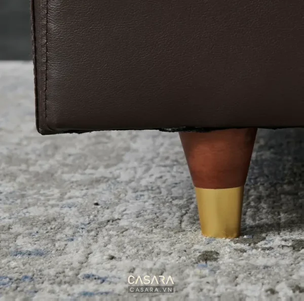 Chân ghế sofa gỗ hình nón kết hợp kim loại, thiết kế hiện đại.