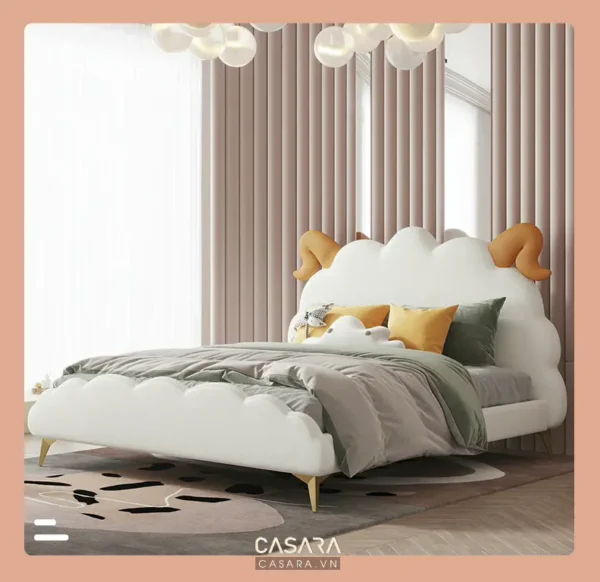 Giường ngủ hình đám mây độc đáo, thiết kế cho phòng trẻ em.