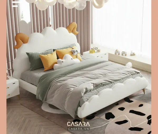 Giường ngủ hình đám mây cho bé, thiết kế sáng tạo và đáng yêu.