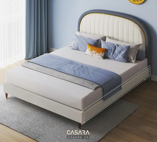 Phòng ngủ hiện đại với giường dáng vòm màu trắng tinh tế.