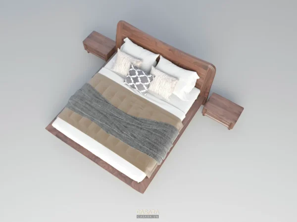 Giường ngủ gỗ hiện đại, thiết kế tối giản với tông màu ấm áp.