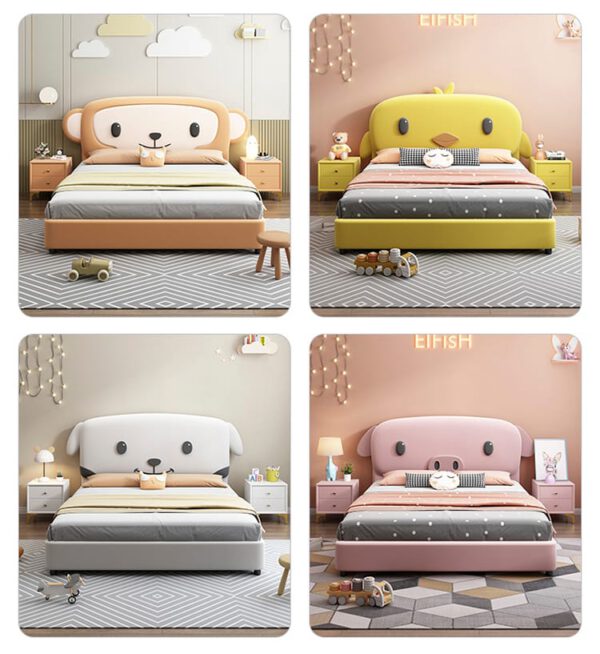 Bốn chiếc giường hình thú ngộ nghĩnh, đáng yêu cho phòng trẻ em.