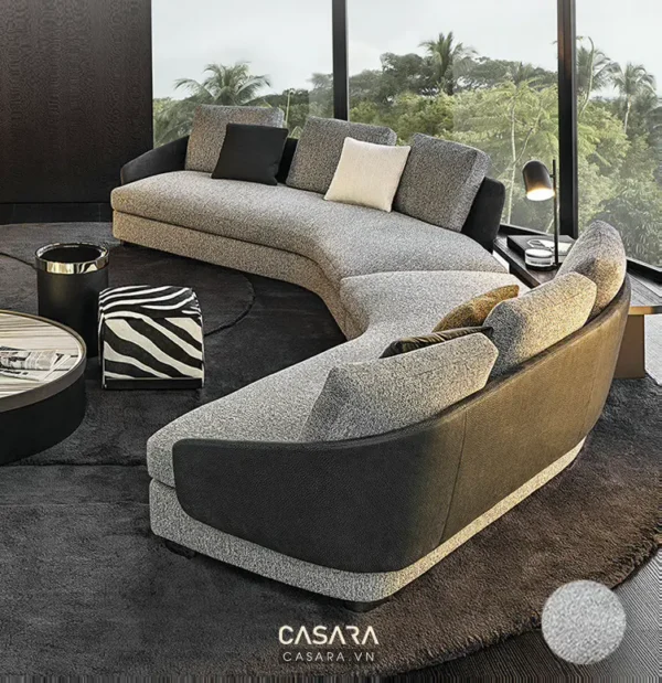 Bàn sofa góc hiện đại trong phòng khách sang trọng.