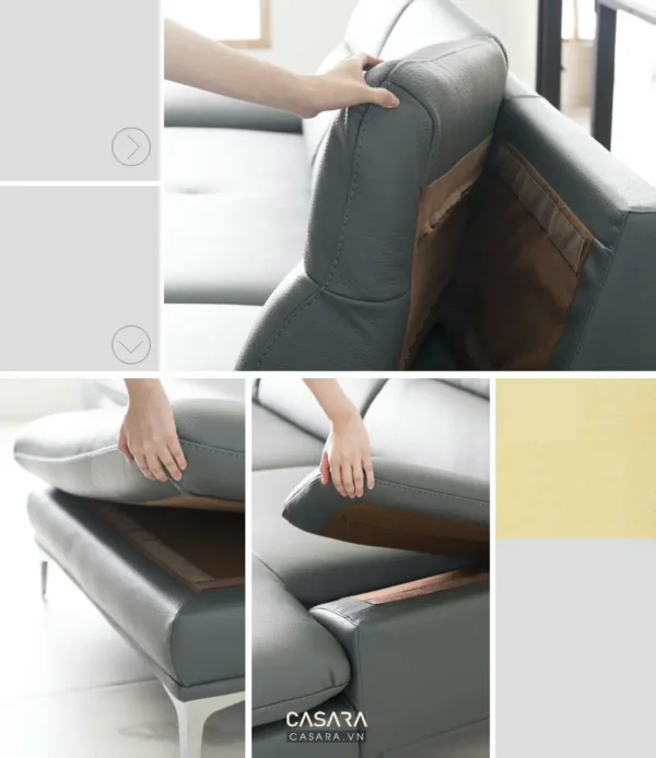Ghế sofa da cao cấp, thiết kế hiện đại, êm ái và thoải mái.