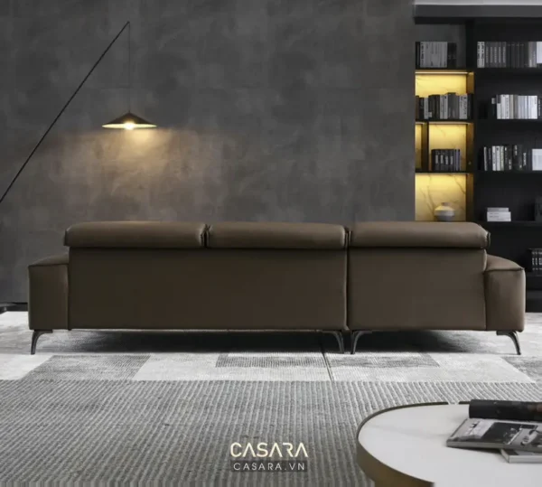 Phòng khách hiện đại với bộ sofa màu xám tro sang trọng.