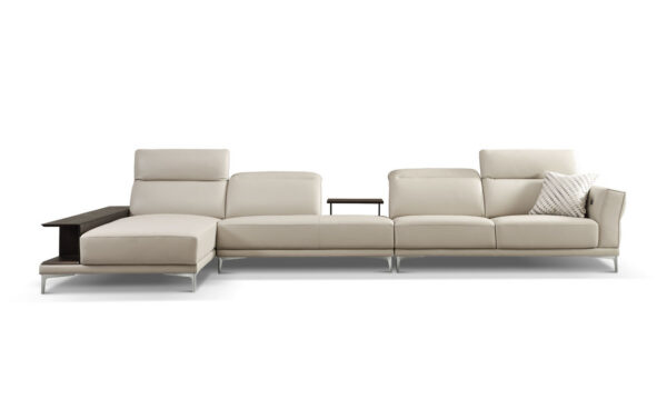 Bộ sofa góc hiện đại, màu be sang trọng, thiết kế tối giản.