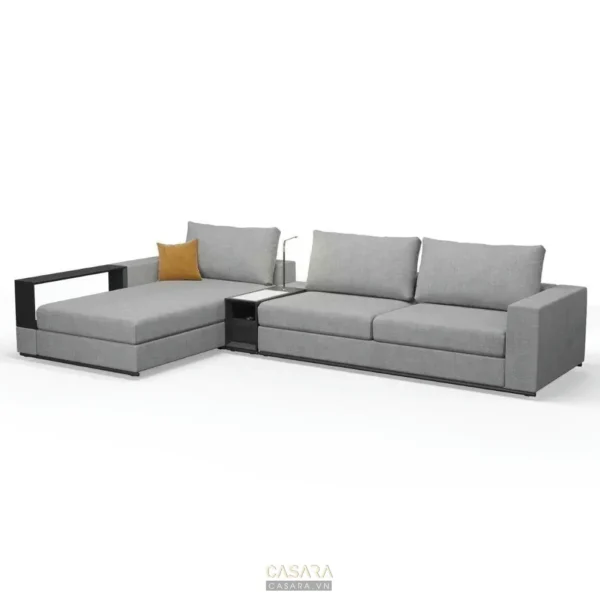Bộ sofa góc màu xám hiện đại.