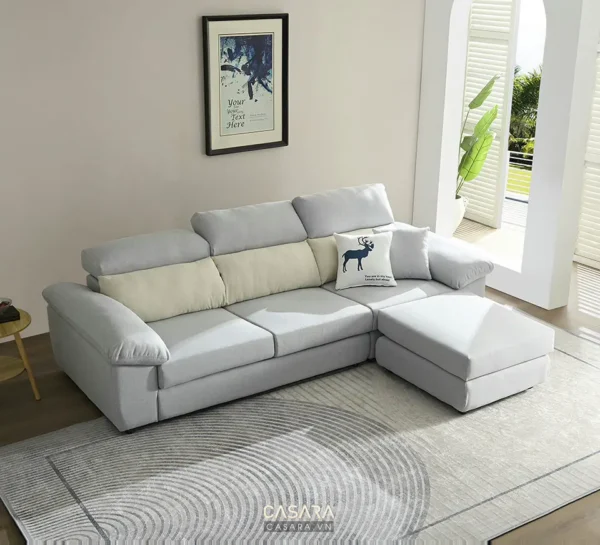 Bàn ghế sofa góc hiện đại trong phòng khách.