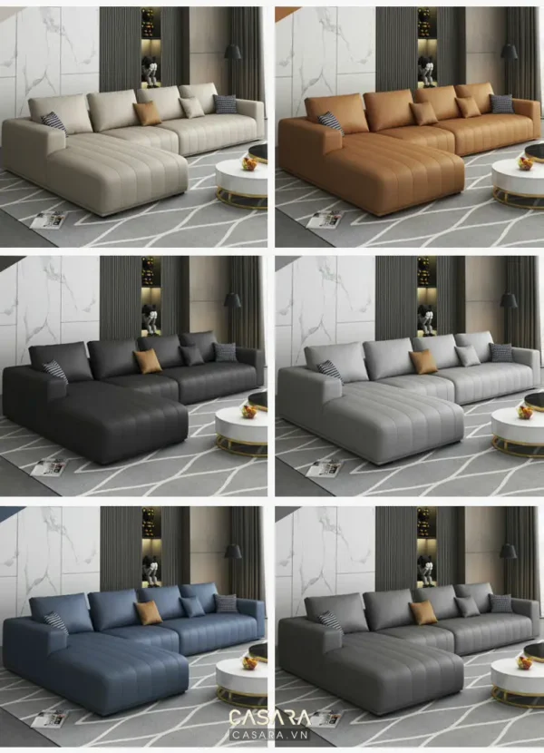 Bộ sofa góc hiện đại, đa dạng màu sắc cho không gian sang trọng.