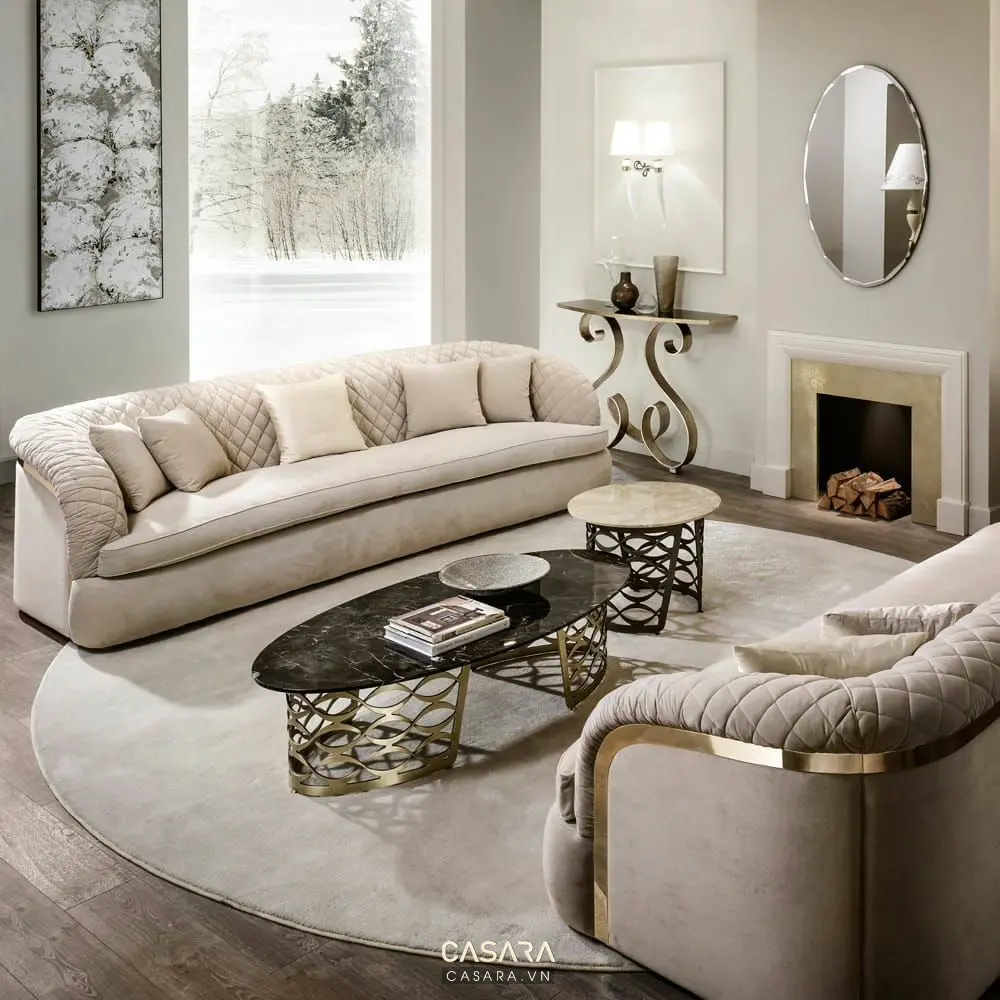 Chi tiết sofa tân cổ điển cần đường nét đều