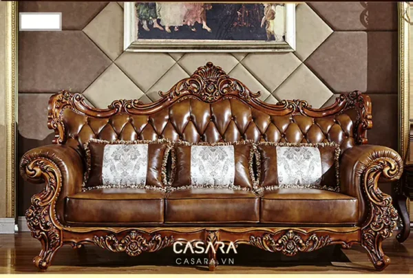 Ghế sofa bọc da kiểu Pháp sang trọng.