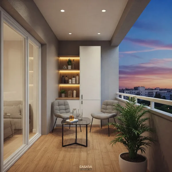 Thiết kế 3D căn hộ với tủ và hệ đèn trước thi công