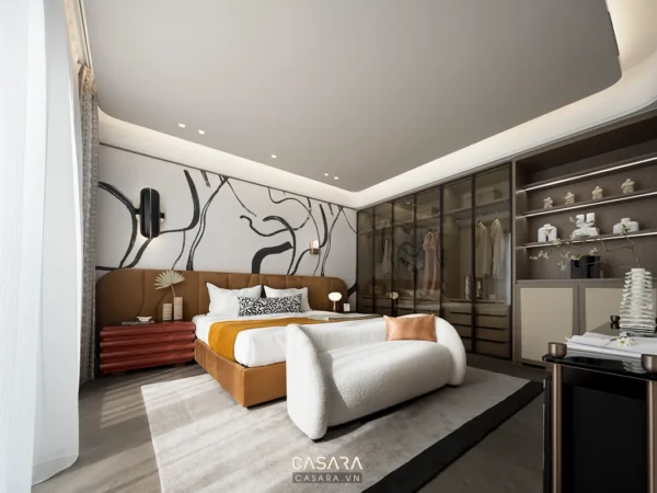 Phòng ngủ hiện đại với thiết kế tối giản.