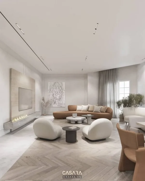Sofa cong trong phòng khách phong cách thiết kế nội thất đương đại