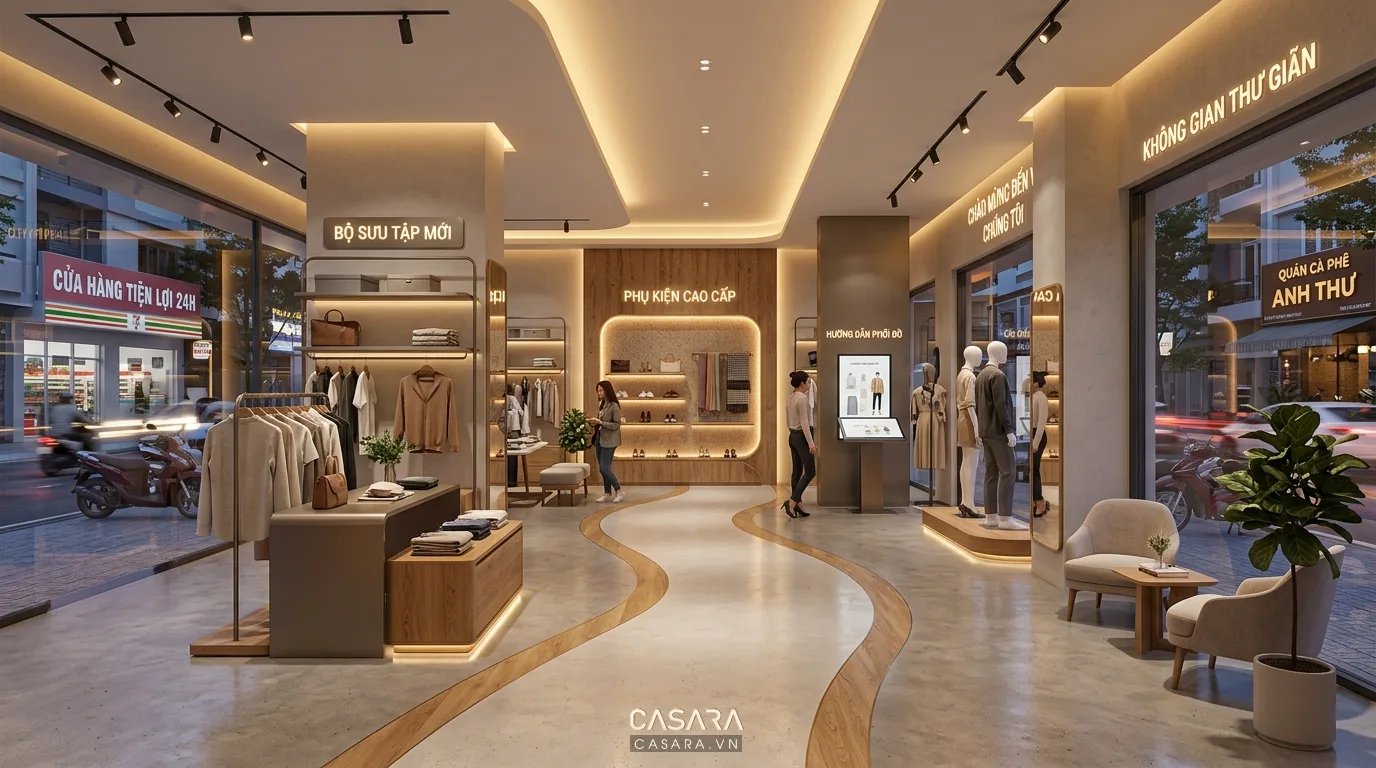 Bố cục showroom bán lẻ dẫn dắt hành trình mua sắm và tăng thời gian lưu lại của khách hàng