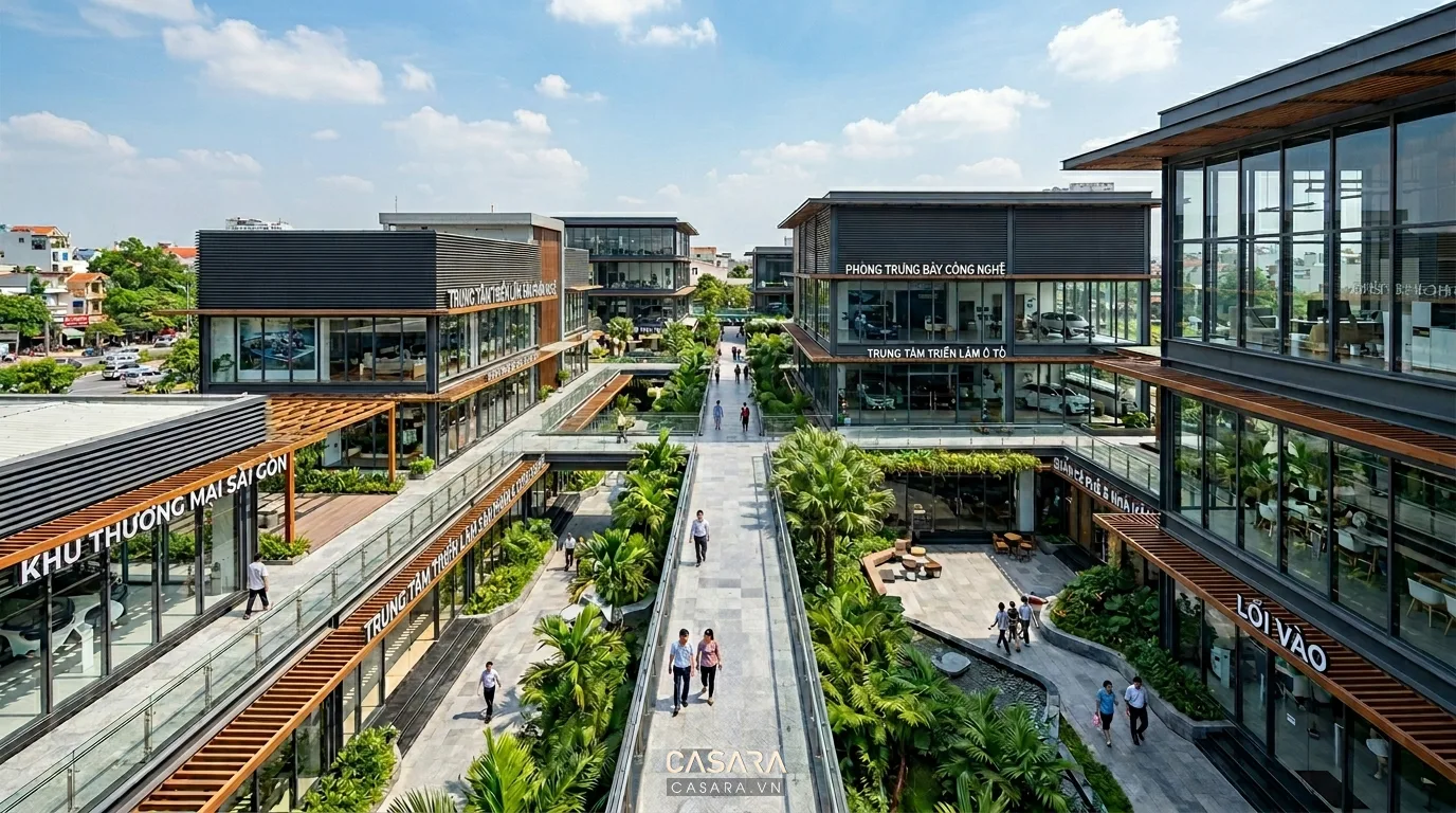 Hệ thống showroom thương mại được thiết kế và thi công đồng bộ theo từng mô hình