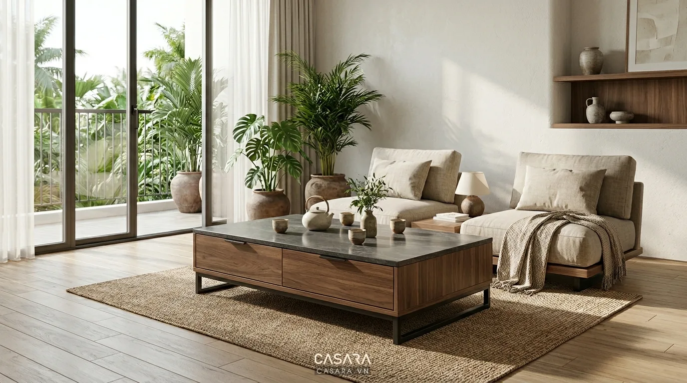 Hình ảnh minh họa bàn trà phong cách hiện đại