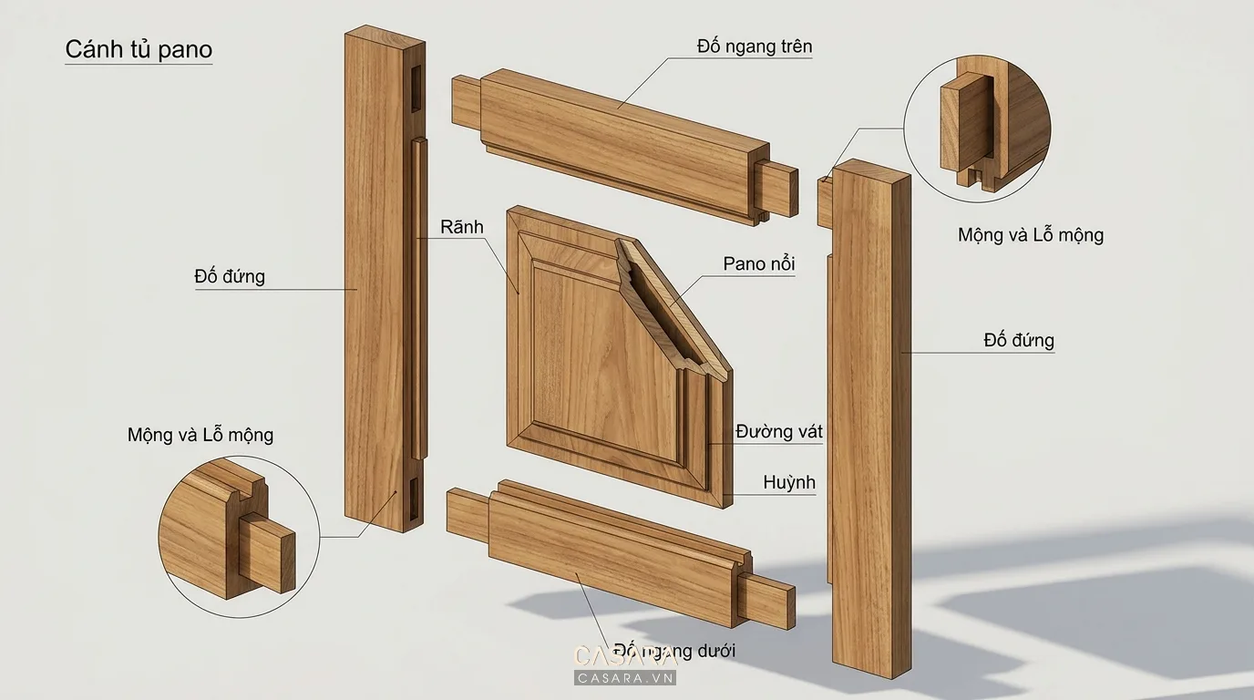 Hình ảnh minh họa cấu tạo cánh tủ pano