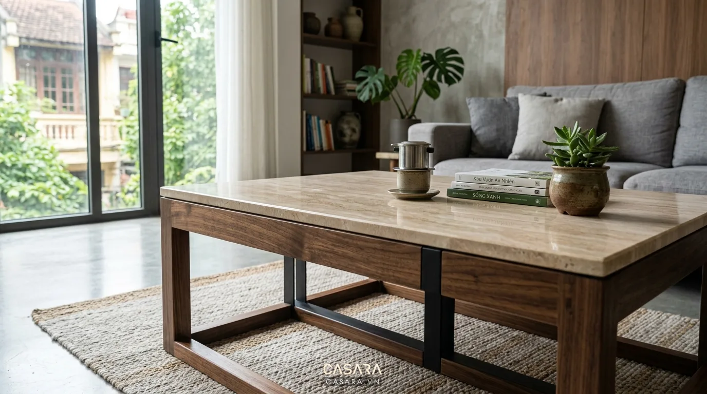 Hình ảnh minh họa chất liệu & màu sắc bàn trà