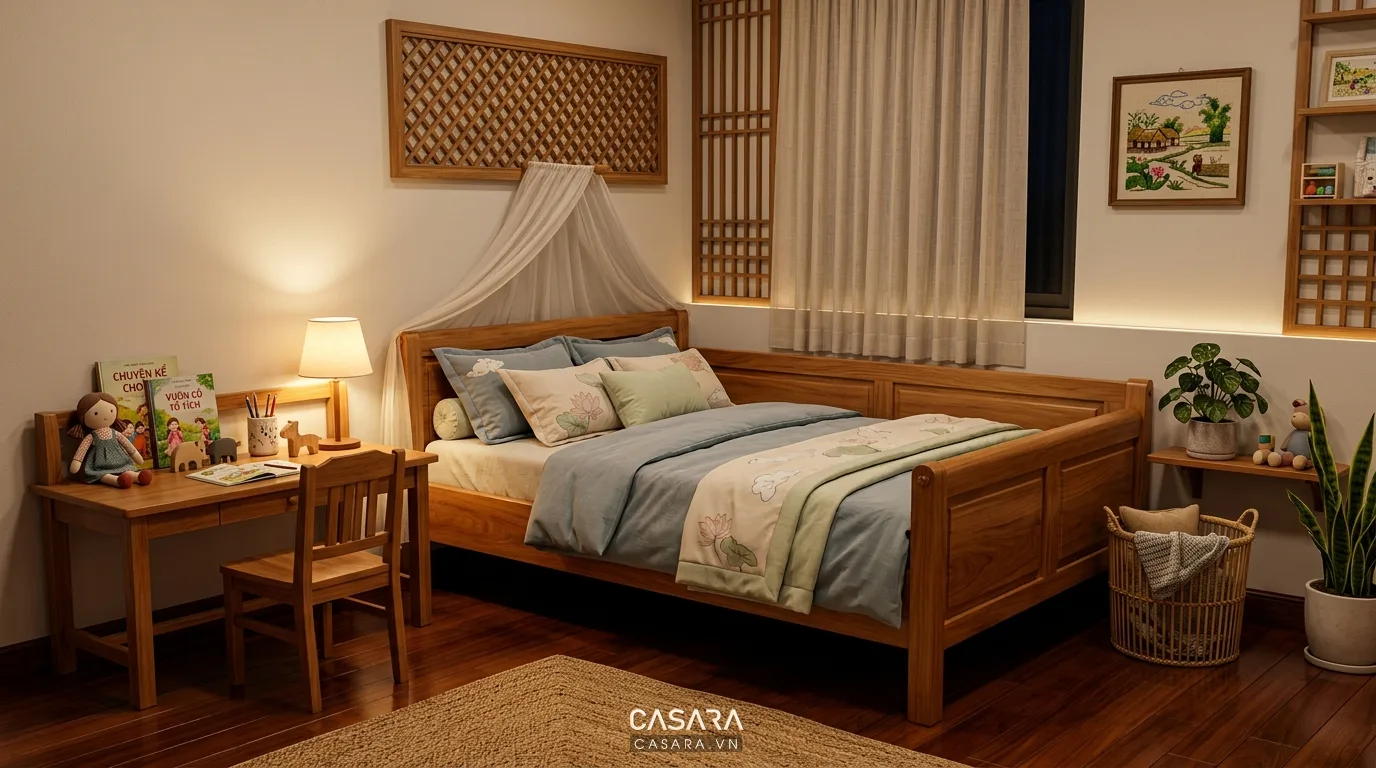 Hình ảnh minh họa giường trẻ em truyền thống trong phòng ngủ