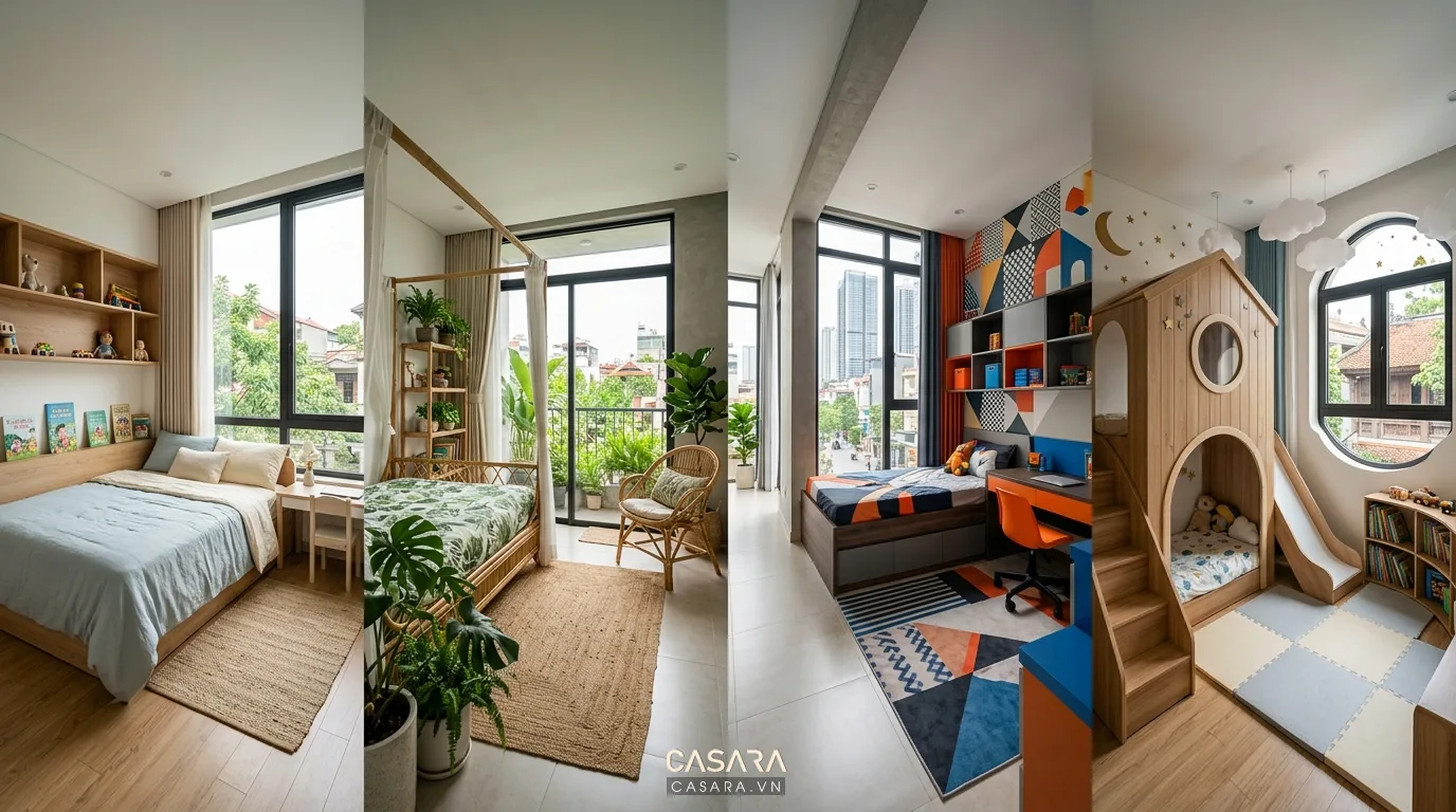 Hình ảnh minh họa không gian phòng ngủ trẻ theo phong cách khác nhau
