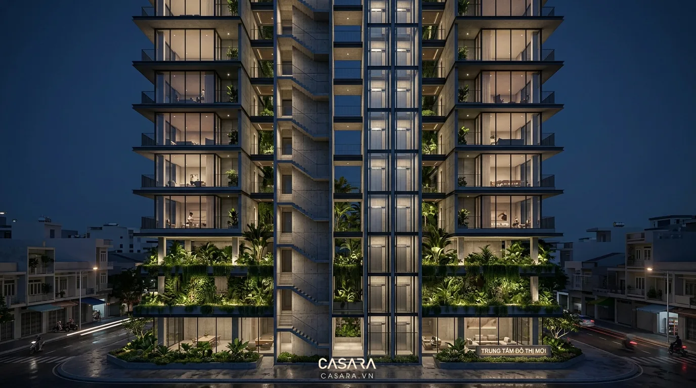 Hình ảnh minh họa nguyên tắc tổ chức không gian theo trục dọc